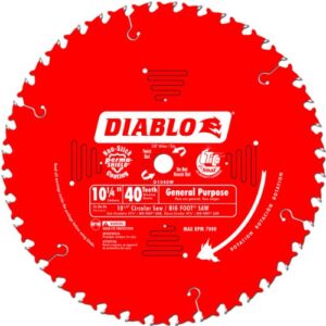 freud d1040w diablo 10-1/4-inch 40 tooth atb general purpose saw blade with 5/8-inch and diamond knockout arbor, multi