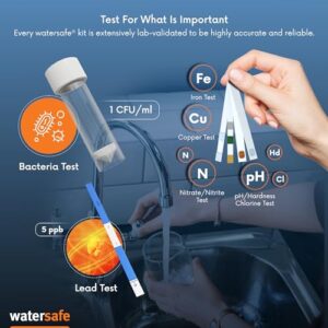 Watersafe The Original Water Testing Kit for Drinking Water, Well and Tap Water, Sensitive Lead in Water Test, Bacteria, Hardness, pH, Nitrates, Easy Instructions, Lab-Accurate Results, 1 Kit