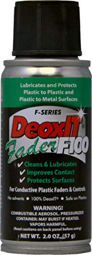 DeoxIT Fader F100S-L2 Spray, Contact Cleaner/Lube/Protector for Conductive Plastics & Carbon Controls, Metered One-Shot Valve, 57g, Pack of 1