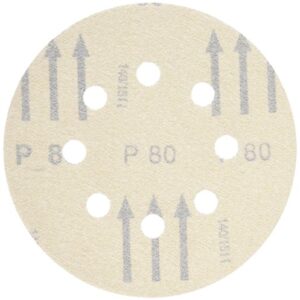 BOSCH SR5R080 5-Piece 80 Grit 5 In. 8 Hole Hook-And-Loop Sanding Discs