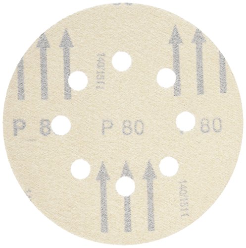 BOSCH SR5R080 5-Piece 80 Grit 5 In. 8 Hole Hook-And-Loop Sanding Discs