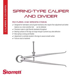 Starrett Toolmakers Spring-Type Caliper and Divider with Bow Spring and Hardened Fulcrum Stud - 6" Size and Capacity, Spring Joint Type - 274-6