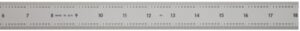 mitutoyo 182-161, steel rule, 24" (4r), (1/8, 1/16, 1/32, 1/64"), 3/64" thick x 13/16" wide, satin chrome finish tempered stainless steel