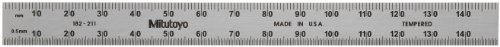 Mitutoyo 182-211, Steel Rule, 150mm ( 1mm, 0.5mm), 1/64" Thick X 12mm Wide, Satin Chrome Finish Tempered Stainless Steel