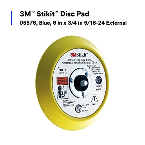 3M Stikit Disc Pad, 05576, 6 in, 3/4 in x 5/16-24 in, For PSA Discs, Sander, Durable Foam Body