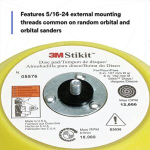 3M Stikit Disc Pad, 05576, 6 in, 3/4 in x 5/16-24 in, For PSA Discs, Sander, Durable Foam Body