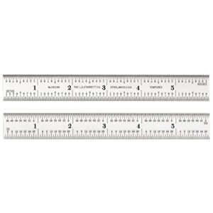 starrett spring tempered steel rules with satin chrome finish, quick reading and inch graduations - 6" length, 16r graduation type, 3/64" thickness - c616r-6