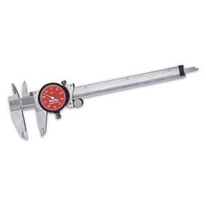 starrett starrett 120 series stainless steel dial caliper with lock screw and fitted plastic case - red face, 0-6" range, 001" graduations, .001" accuracy - r120a-6