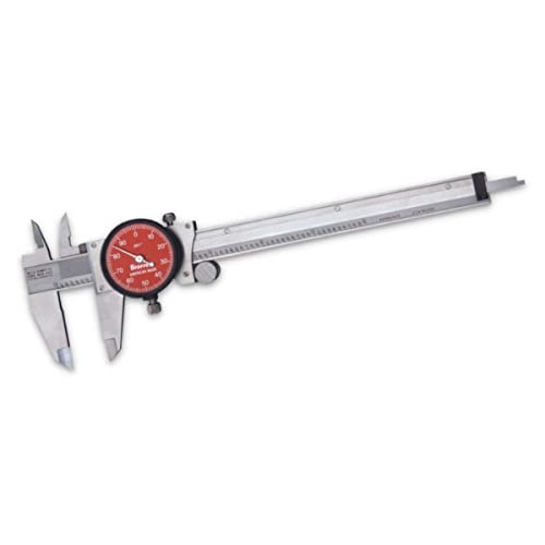 Starrett Starrett 120 Series Stainless Steel Dial Caliper with Lock Screw and Fitted Plastic Case - Red Face, 0-6" Range, 001" Graduations, .001" Accuracy - R120A-6