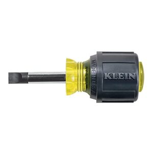 klein tools 600-1 5/16-inch flat head screwdriver with cabinet tip, 1-1/2-inch heavy duty round shank and cushion grip handle