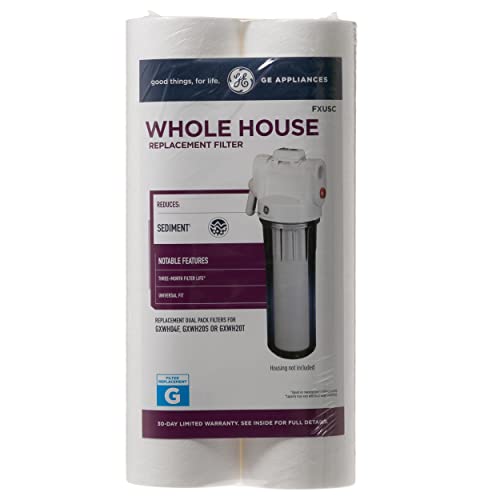 GE FXUSC Whole House Water Filter | Replacement for Water Filtration System | NSF Certified: Reduces Sediment, Rust & Other Impurities from Water | Replace Every 3 Months for Best Results | 2 Filters