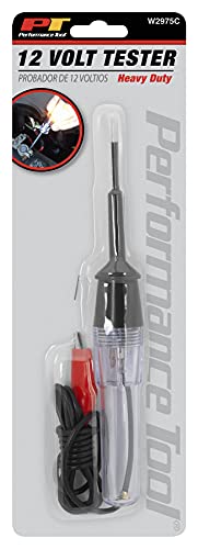 Performance Tool W2975C Deluxe Tester (12 Volt) With 3-Inch Probe, Black/Red