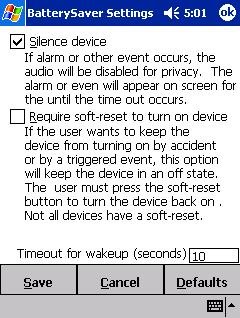 BatterySaver for Pocket PC 2002 and 2003