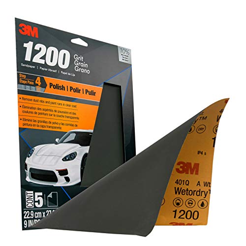 3M Wetordry Sandpaper, 32022, 1200 Grit, 9 in x 11 in, 5 Sheets Per Pack