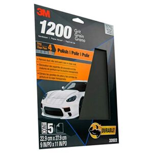 3m wetordry sandpaper, 32022, 1200 grit, 9 in x 11 in, 5 sheets per pack