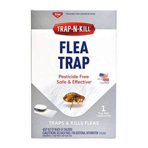 enoz trap-n-kill indoor flea trap with lightbulb and sticky capture pad, nontoxic, made in usa