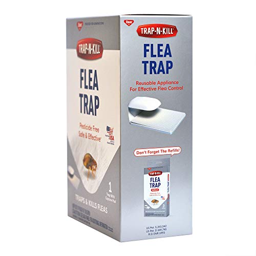 Enoz Trap-N-Kill Indoor Flea Trap with Lightbulb and Sticky Capture Pad, Nontoxic, Made in USA