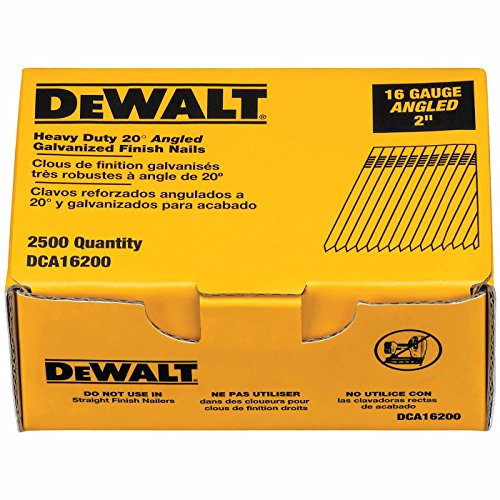 DEWALT Finish Nails, 20-Degree, 2-Inch, 16GA, 2500-Pack (DCA16200)