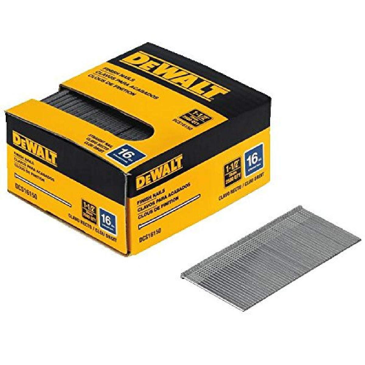 DEWALT Finish Nails, 1-1/2-Inch, 16GA, 2500-Pack (DCS16150)