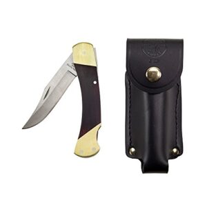 klein tools 44037 sportsman knife 3-3/8-inch stainless steel sharp point blade, wood with brass