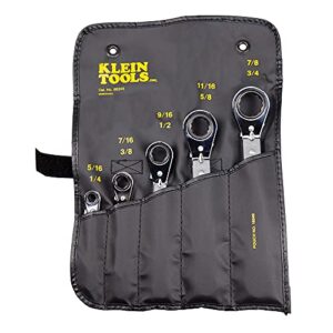 Klein Tools 68245 Reversible Ratcheting Box Wrench Set, 5-Piece, Black