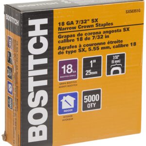 BOSTITCH Crown Staples, Narrow, 1 x 7/32-Inch, 18GA, 5000-Pack (SX50351G)
