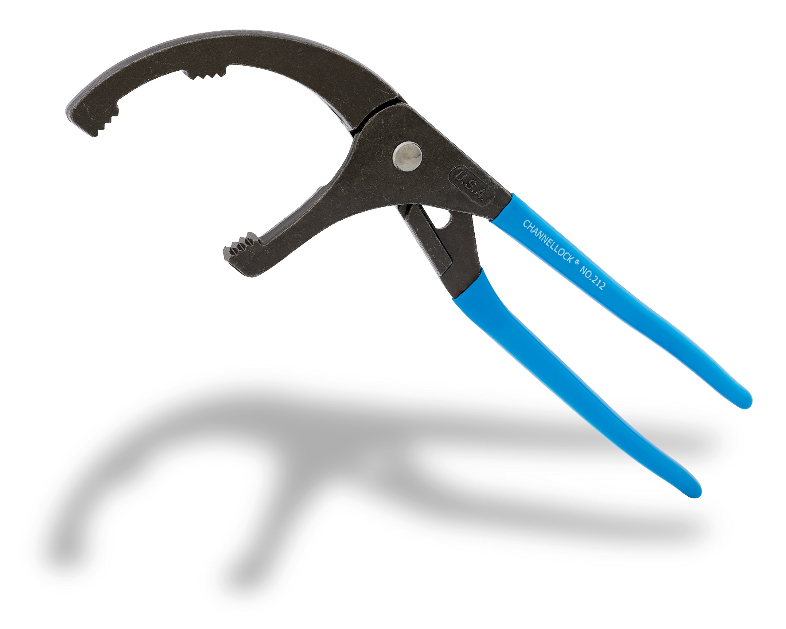 CHANNELLOCK 212 12-inch Oil Filter/PVC Pliers | Made in USA | 2.5 to 3.75-inch Jaw Capacity | Forged High Carbon Steel | Ideal for Engine Oil Filters, Conduit, and Fittings , Blue