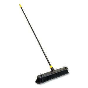 quickie bulldozer smooth surface push broom 24 inch, black, sweep and clean tile/sealed concrete/other hard flooring, indoor/outdoor use, heavy duty cleaning (533)