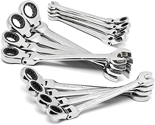 GEARWRENCH 12 Pc. 12 Pt. Flex Head Ratcheting Combination Wrench Set, Metric - 9901D