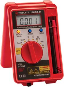 triplett pocket-sized cat ii 4000 count digital multimeter - ac/dc voltage, ac/dc current, resistance, frequency, capacitance, continuity, and diode check (2030)
