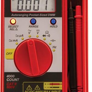 Triplett Pocket-Sized CAT II 4000 Count Digital Multimeter - AC/DC Voltage, AC/DC Current, Resistance, Frequency, Capacitance, Continuity, and Diode Check (2030)