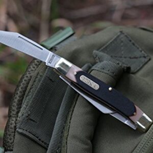 Old Timer 8OT Senior 6.9in S.S. Traditional Folding Knife with 3in Clip Point, Sheepsfoot, Spey Blade and Sawcut Handle for Outdoor, Hunting, Camping and EDC