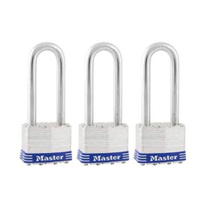 master lock 1trilj outdoor padlock with key, 3 pack keyed-alike,silver