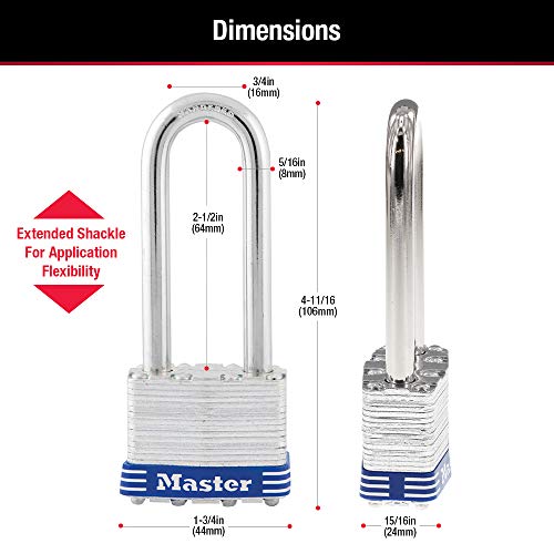 Master Lock 1TRILJ Outdoor Padlock with Key, 3 Pack Keyed-Alike,Silver