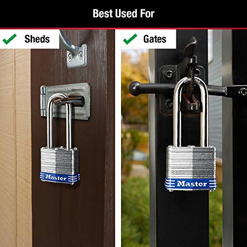 Master Lock 1TRILJ Outdoor Padlock with Key, 3 Pack Keyed-Alike,Silver