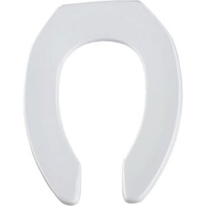 bemis 1955ct commercial heavy duty open front toilet seat will never loosen & reduce call-backs, elongated, plastic, white