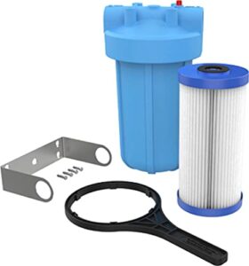 pentair omnifilter bf7 water filtration system, 10" basic whole house heavy duty filtration system, includes 10" blue heavy duty housing, rs6 sediment reduction cartridge and all tools, 3 piece set
