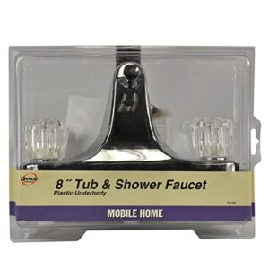 DANCO Mobile Home RV Tub Shower Center-Set Faucet, 8 inch, 2-Handle, Chrome with Clear Acrylic Handles (33156X)