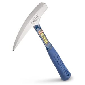 estwing rock pick - 14 oz geology hammer with pointed tip & shock reduction grip - e3-14p