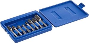 astro pneumatic tool 2181 8-piece double cut carbide rotary burr set 1/4" shank in blow molded case