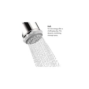 hansgrohe Clubmaster 4-inch Easy Clean Easy Install Showerhead Modern 3-Spray Full, Pulsating Massage, Soft spray with QuickClean in Chrome, 28496001