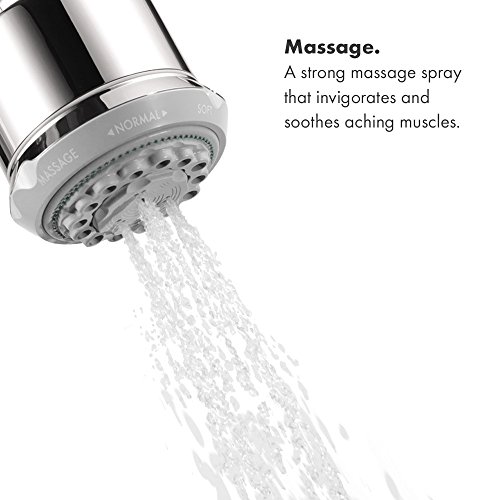 hansgrohe Clubmaster 4-inch Easy Clean Easy Install Showerhead Modern 3-Spray Full, Pulsating Massage, Soft spray with QuickClean in Chrome, 28496001