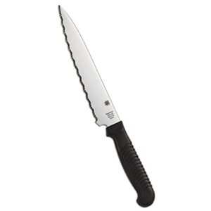 spyderco lightweight kitchen utility knife with 6.5" mbs-26 stainless steel blade and black polypropylene plastic handle - spyderedge - k04sbk
