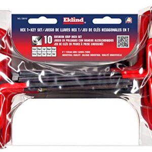 EKLIND 53610 Cushion Grip Hex T-Key allen wrench - 10pc set SAE Inch Sizes 3/32-3/8 6in series