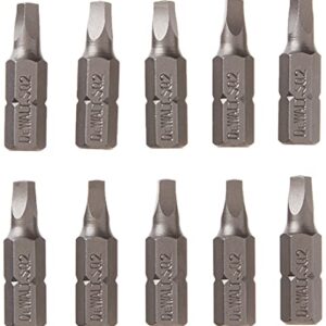 DEWALT DW2202B10 #2 Square Recess 1-Inch Bit Tip (10-Pack), Silver