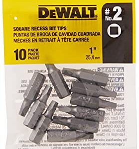 DEWALT DW2202B10 #2 Square Recess 1-Inch Bit Tip (10-Pack), Silver