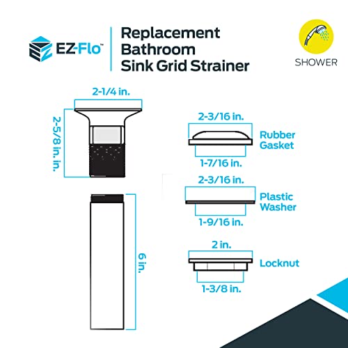 EZ-Flo 1-1/4 Inch x 8 Inch Replacement Bathroom Sink Grid Strainer, Chrome, 35072