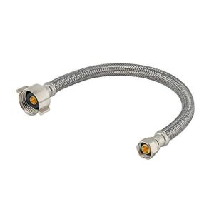 eastman 12 inch flexible toilet connector, stainless steel braided hose with 7/8 inch ballcock nuts, 3/8 inch compression, 48088