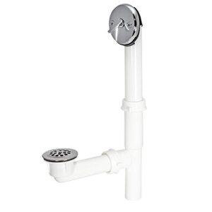 EZ-Flo 1-1/2 Inch Lift and Lock Two-Hole Trip-Lever Bath Waste Drain, Stainless Steel Tubular with Chrome Trim, 35213