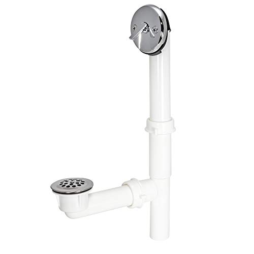 EZ-Flo 1-1/2 Inch Lift and Lock Two-Hole Trip-Lever Bath Waste Drain, Stainless Steel Tubular with Chrome Trim, 35213